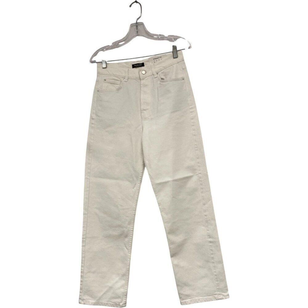 Massimo Dutti Womens Jeans EU 36 US 4 White Denim Straight Mid Rise 5050/750 NWT